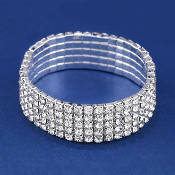 Women's Geometric Alloy Bracelet With Rhinestone Inlay Diamond Cut Style Crystal Fashion Jewelry