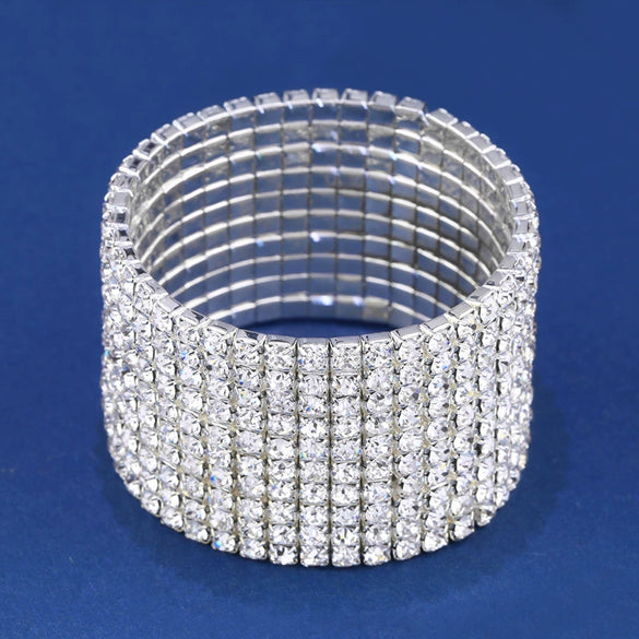 Women's Geometric Alloy Bracelet With Rhinestone Inlay Diamond Cut Style Crystal Fashion Jewelry