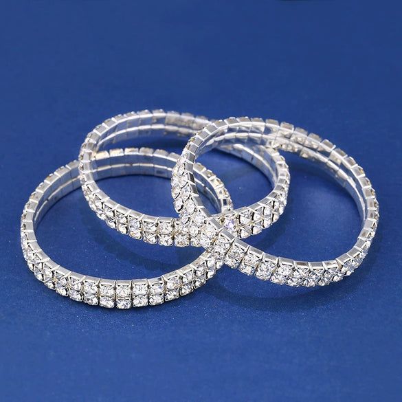Women's Geometric Alloy Bracelet With Rhinestone Inlay Diamond Cut Style Crystal Fashion Jewelry