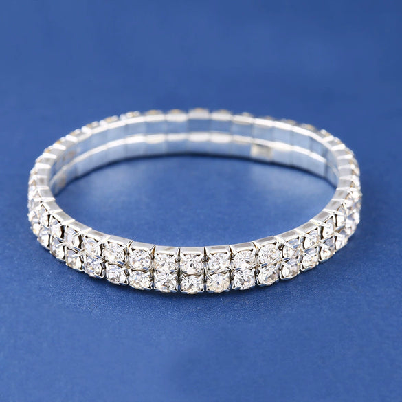 Women's Geometric Alloy Bracelet With Rhinestone Inlay Diamond Cut Style Crystal Fashion Jewelry