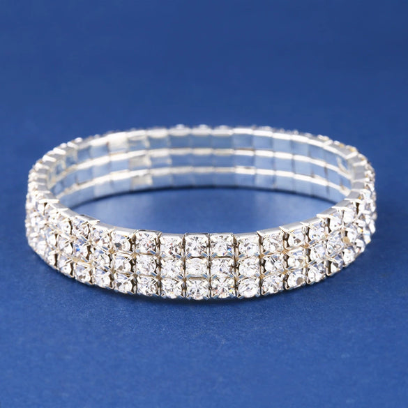 Women's Geometric Alloy Bracelet With Rhinestone Inlay Diamond Cut Style Crystal Fashion Jewelry