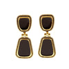 Women's Geometric Alloy Drop Earrings With Antique Goldtone And Black Oil Finish Retro Elegant Ear Hook Jewelry