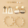 Women's Geometric Alloy Hoop Earrings With Imitation Pearl Accents And Electroplated Finish Multipair Earring Set