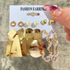 Women's Geometric Alloy Hoop Earrings With Imitation Pearl Accents And Electroplated Finish Multipair Earring Set
