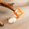 Women's Geometric Alloy Resin Gemstone Ring With Ombre Finish Glossy Metal Detail And Stacking Style