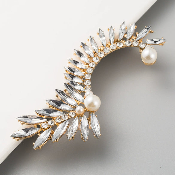 Women's Geometric Alloy Rhinestone Tassel Ear Clip Earrings With Exaggerated Fashion Design