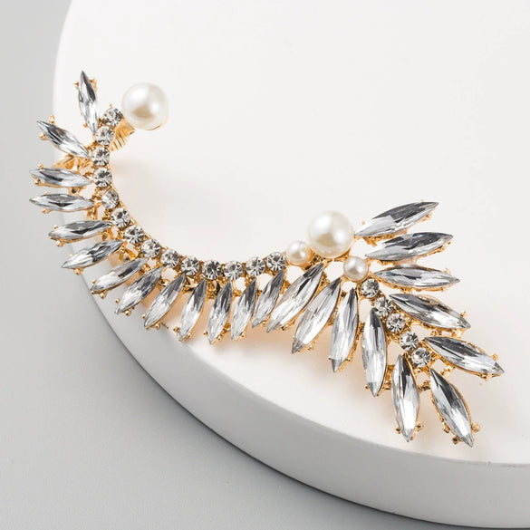 Women's Geometric Alloy Rhinestone Tassel Ear Clip Earrings With Exaggerated Fashion Design