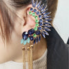 Women's Geometric Alloy Rhinestone Tassel Ear Clip Earrings With Exaggerated Fashion Design