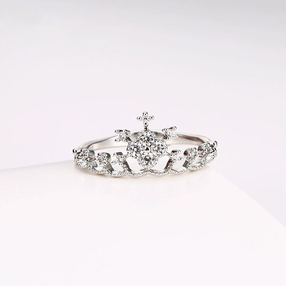 Women’s Geometric Alloy Ring With Gemstone Accent White Gold Plated Electroplated High End Minimal Style