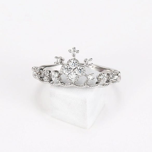 Women’s Geometric Alloy Ring With Gemstone Accent White Gold Plated Electroplated High End Minimal Style
