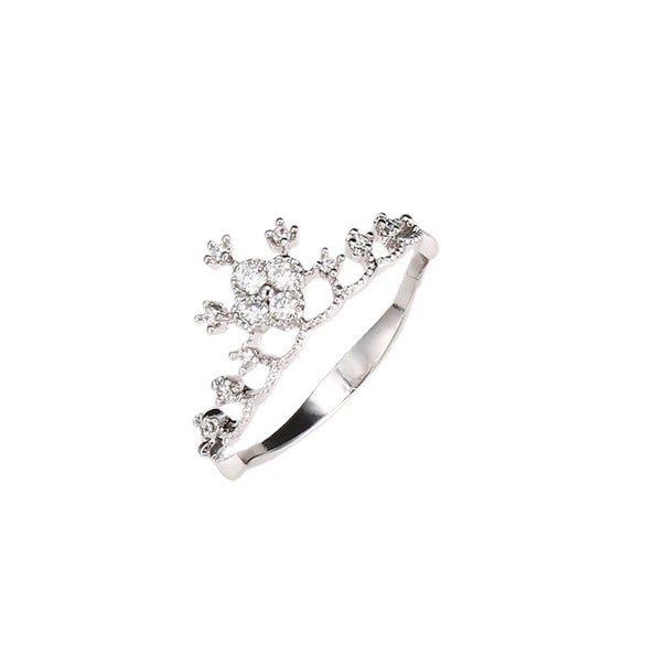 Women’s Geometric Alloy Ring With Gemstone Accent White Gold Plated Electroplated High End Minimal Style