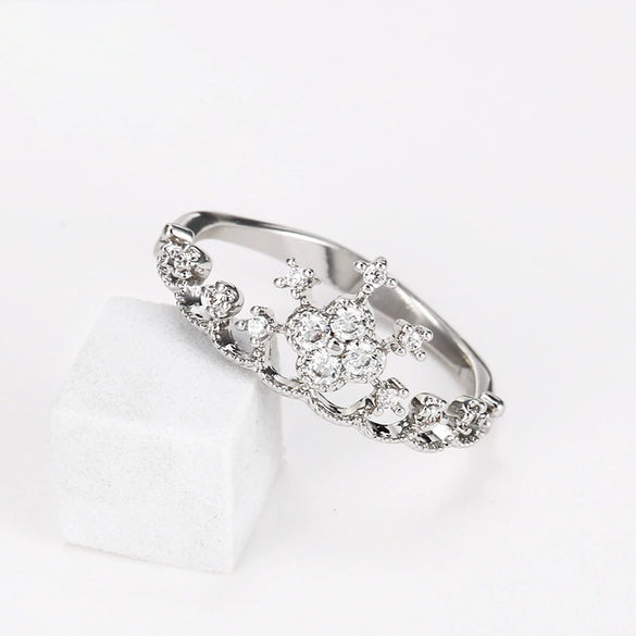 Women’s Geometric Alloy Ring With Gemstone Accent White Gold Plated Electroplated High End Minimal Style