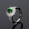 Women's Geometric Alloy Ring With Green Zircon Gem And Electroplated Finish Natural Fashion Jewelry