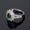 Women's Geometric Alloy Ring With Green Zircon Gem And Electroplated Finish Natural Fashion Jewelry
