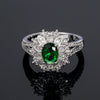 Women's Geometric Alloy Ring With Green Zircon Gem And Electroplated Finish Natural Fashion Jewelry