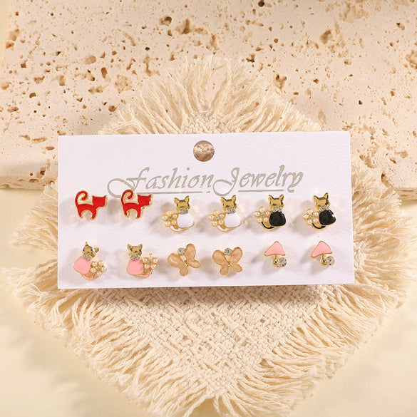 Women's Geometric Alloy Stud Earrings With Steel Posts Electroplated Light Luxury Small Earring Set