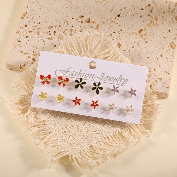 Women's Geometric Alloy Stud Earrings With Steel Posts Electroplated Light Luxury Small Earring Set