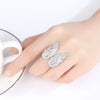 Women's Geometric Angel Wings Open Ring In Electroplated Copper With Micropavé Zirconia Adjustable Fashion Jewelry