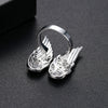Women's Geometric Angel Wings Open Ring In Electroplated Copper With Micropavé Zirconia Adjustable Fashion Jewelry