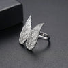 Women's Geometric Angel Wings Open Ring In Electroplated Copper With Micropavé Zirconia Adjustable Fashion Jewelry