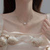 Women's Geometric Artificial Crystal Pendant Necklace With Silver Box Chain And Electroplated Clavicle Chain Design