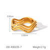Women's Geometric Asymmetrical Open Ring Ins Style Stainless Steel Wave Pattern Electroplating Pvd Vacuum Plating