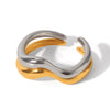 Women's Geometric Asymmetrical Open Ring Ins Style Stainless Steel Wave Pattern Electroplating Pvd Vacuum Plating