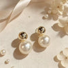 Women's Geometric Ball And Pearl Earrings In Electroplated Copper Elegant Minimalist Highend Jewelry Wholesale