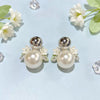 Women's Geometric Ball And Pearl Earrings In Electroplated Copper Elegant Minimalist Highend Jewelry Wholesale