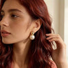 Women's Geometric Ball And Pearl Earrings In Electroplated Copper Elegant Minimalist Highend Jewelry Wholesale