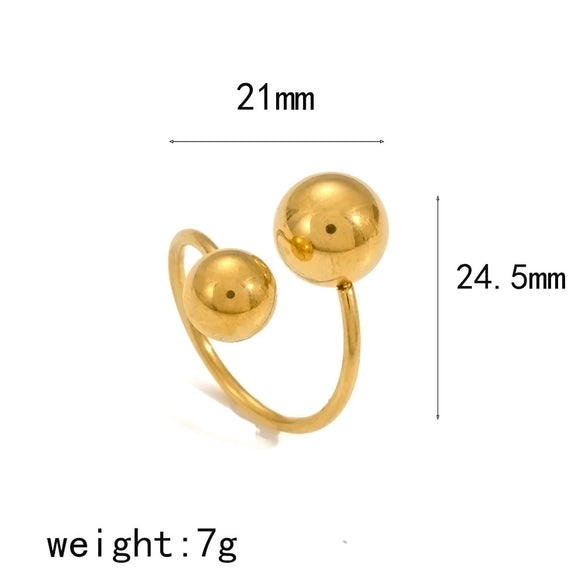 Women's Geometric Ball Stainless Steel Ring With Electroplating And Color Retention Opening Adjustable