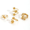 Women's Geometric Ball Stainless Steel Ring With Electroplating And Color Retention Opening Adjustable
