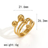 Women's Geometric Ball Stainless Steel Ring With Electroplating And Color Retention Opening Adjustable