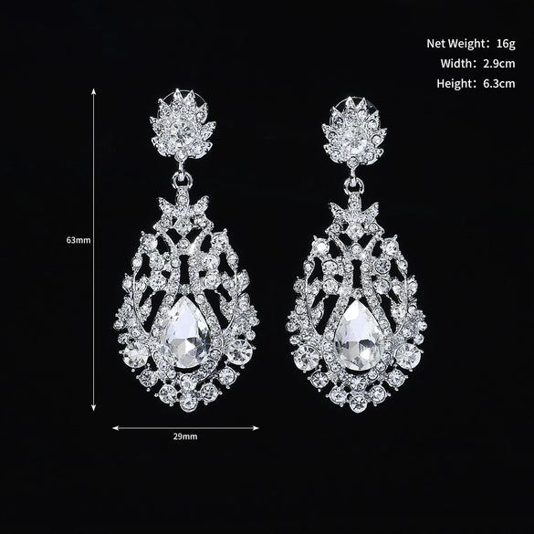 Women's Geometric Baroque Round Metal Earrings With Rhinestone Details For Banquets Parties And Photography