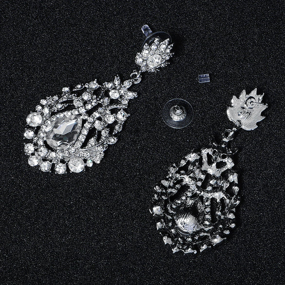 Women's Geometric Baroque Round Metal Earrings With Rhinestone Details For Banquets Parties And Photography