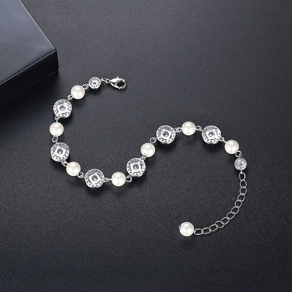 Women's Geometric Beaded Copper Bracelet With Pearl Accents Electroplated Fashion Jewelry Wholesale