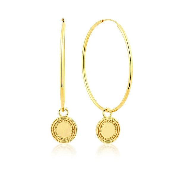 Women's Geometric Big Circle Earrings With Silver Needle And Copper Electroplated Retro Light Luxury Style