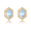 Women's Geometric Blue Natural Topaz Sterling Silver Earrings Set With Precious Stones
