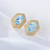 Women's Geometric Blue Natural Topaz Sterling Silver Earrings Set With Precious Stones