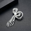 Women's Geometric Bow Brooch Copper Pin With Microinlaid Zircon And Electroplated Finish For Elegant Accessories