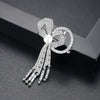 Women's Geometric Bow Brooch Copper Pin With Microinlaid Zircon And Electroplated Finish For Elegant Accessories