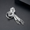 Women's Geometric Bow Brooch Copper Pin With Microinlaid Zircon And Electroplated Finish For Elegant Accessories