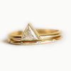 Women’s Geometric Brass And White Steel Couple Ring Set Diamond Cut Gold Tone Index Finger Rings Versatile Fashion Jewelry