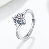 Women's Geometric Bud Moissanite Ring In S925 Sterling Silver With Electroplated Finish Adjustable Open Ring