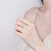 Women's Geometric Bud Moissanite Ring In S925 Sterling Silver With Electroplated Finish Adjustable Open Ring
