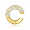 Women's Geometric C Shape Full Rhinestone Ear Clip Earrings Copper With Electroplated Gold Finish No Piercing Fashion Jewelry