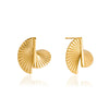 Women's Geometric Carved Stud Earrings With Multilayer Design Stainless Steel And Titanium Steel Posts Pvd Gold Plating