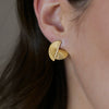 Women's Geometric Carved Stud Earrings With Multilayer Design Stainless Steel And Titanium Steel Posts Pvd Gold Plating