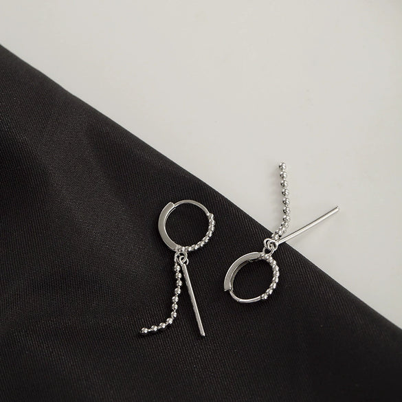 Women's Geometric Chain Earrings In Sterling Silver With Electroplated Finish Fashion Jewelry