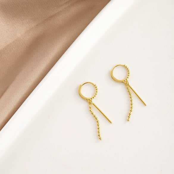 Women's Geometric Chain Earrings In Sterling Silver With Electroplated Finish Fashion Jewelry